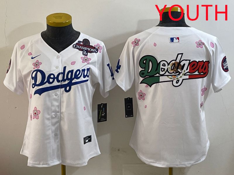 Youth Los Angeles Dodgers Blank White Sakura Edition 2025 Nike MLB Jersey style 8